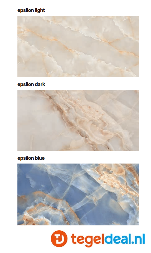 Villa, Epsilon BLUE, 60x120 cm Super-Polished, onyx-look tegels - €39,50 per m2 