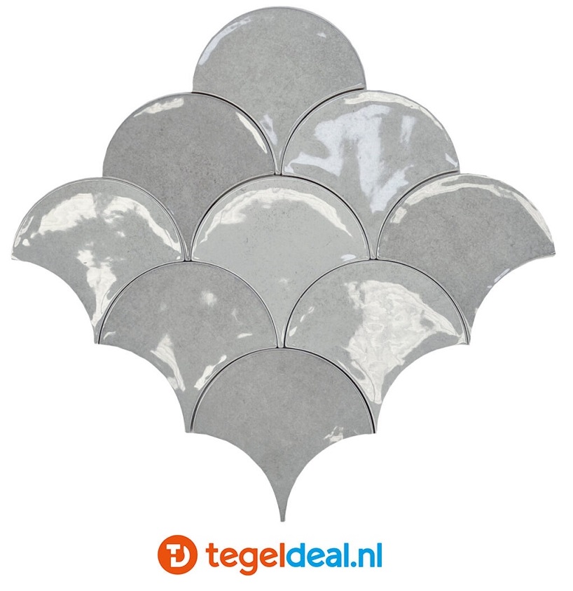 Life, Tears GREY, 12x12,5 cm waaiervorm wandtegels 
