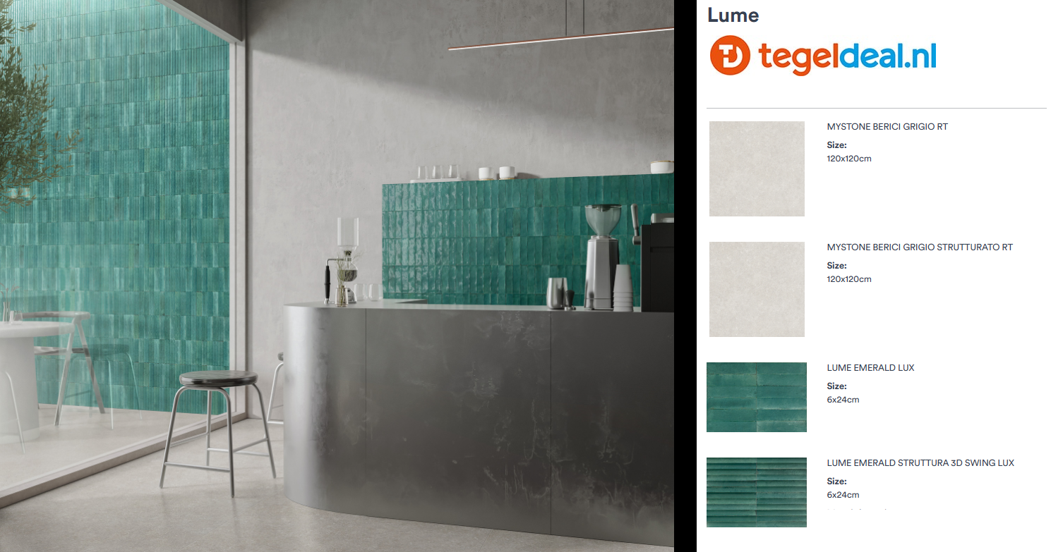Marazzi Lume EMERALD, 6x24 cm Swing 3D MP9A, wandtegels met reliëf