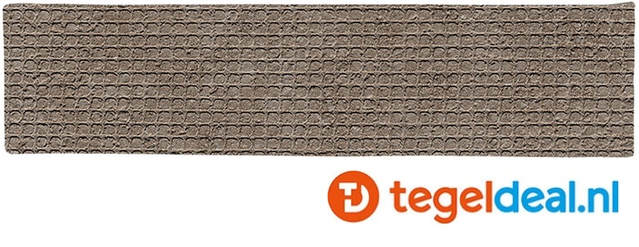 SIL Ceramiche, Pisé BRUN TRAME, 7,5x30 cm listel, natuursteenlook tegels met reliëf - €55,00/m2 / Palletdeal op aanvraag