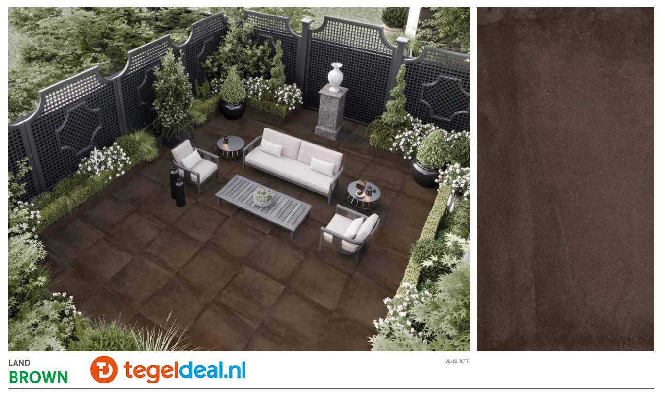 Castelvetro, Concept Land BROWN, 80x80x2 cm, XLD80R8, terrastegels