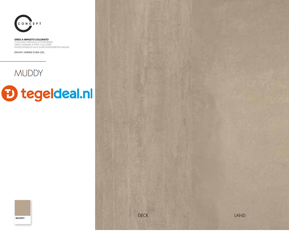 Castelvetro, Concept Land MUDDY, 60x60x2 cm, 02XLD60R6, € 49,00 per m2, terrastegels