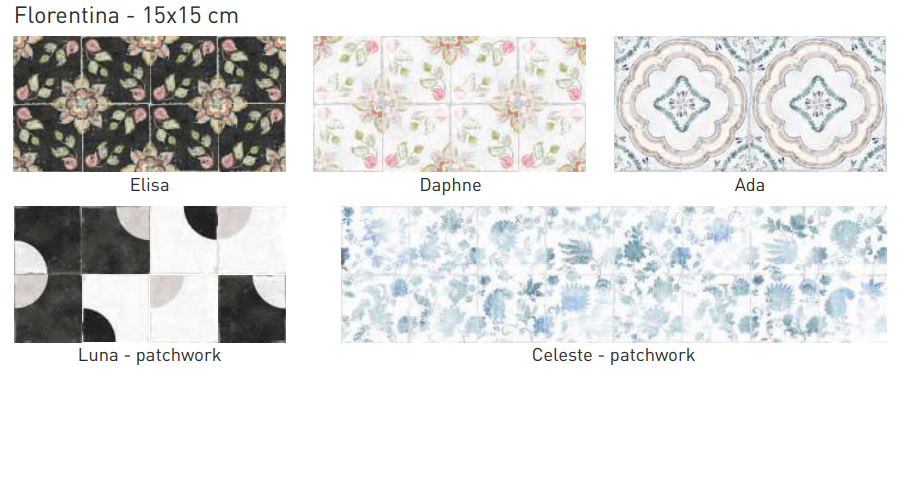 VLT / WDT Nanda Tiles, Florentina, 15x15 cm, patroontegels VLT / WDT Nanda Tiles, Florentina, 15x15 cm, patroontegels