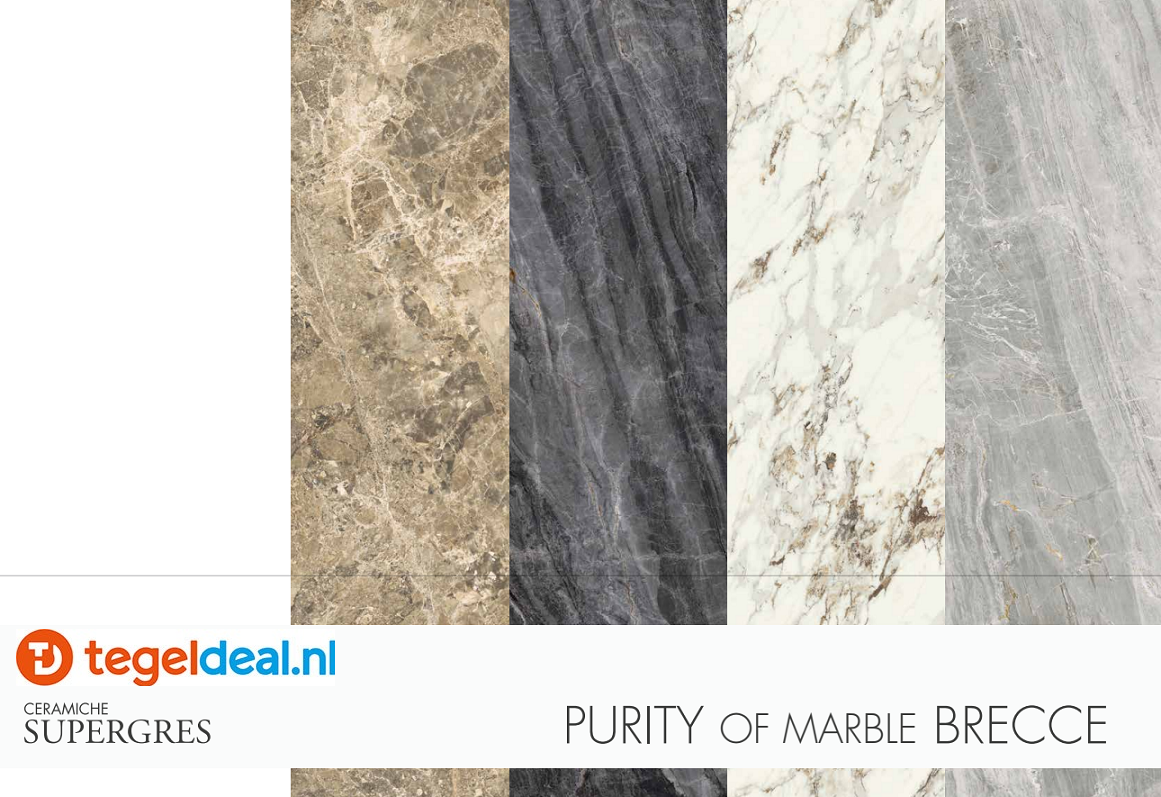 VLT Supergres Purity of Marble Brecce, Orobica Grigio Mat, 75 x 75 cm