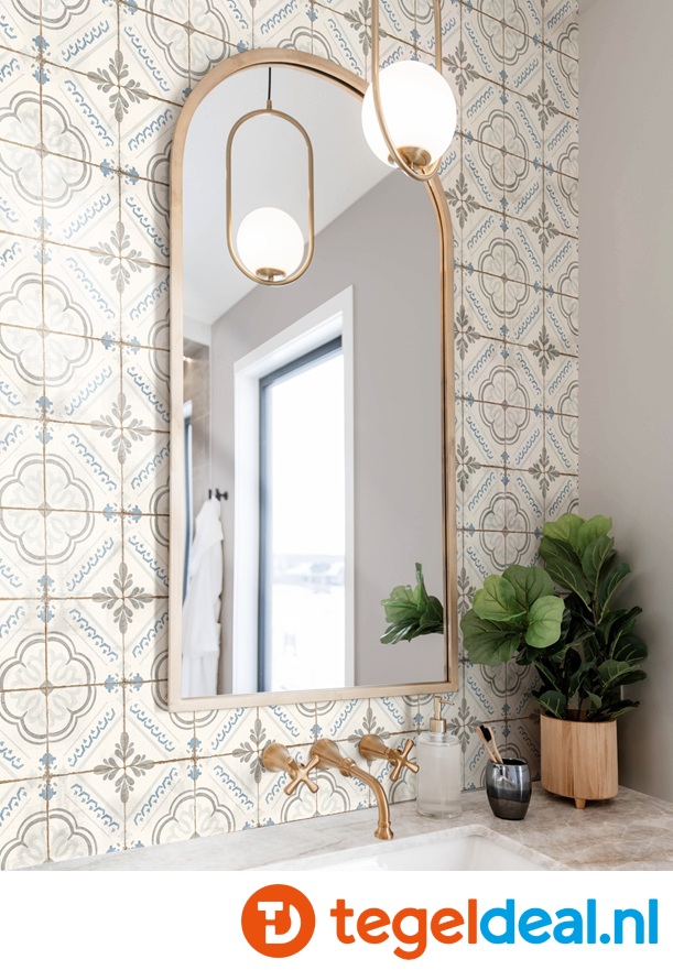 Nanda Tiles, Villa Remi, 15x15 cm, vintage patroontegels voor vloer en wand 