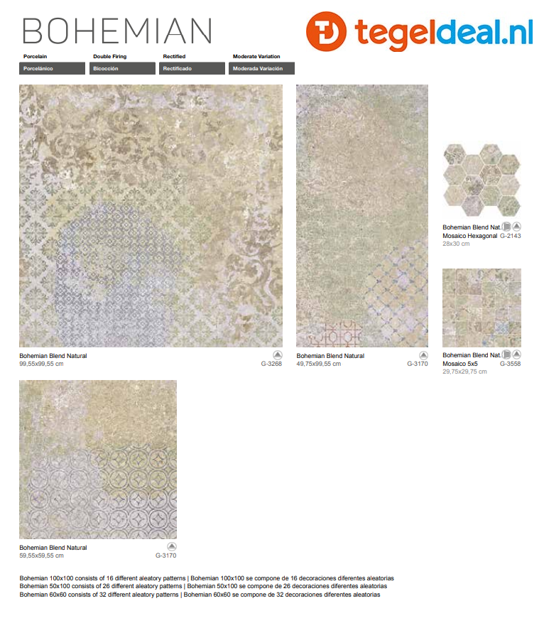 Aparici Bohemain BLEND Natural, 100x100 cm 