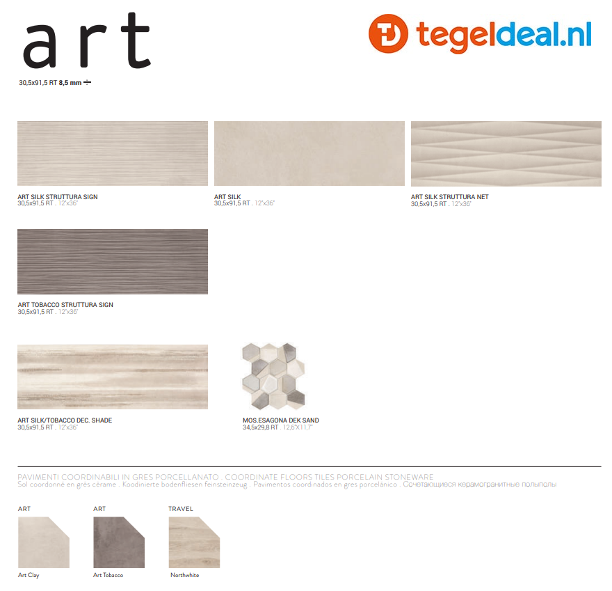 WDT Supergres Art Silk, 30,5x91,5 cm, AS91, betonlook wandtegels