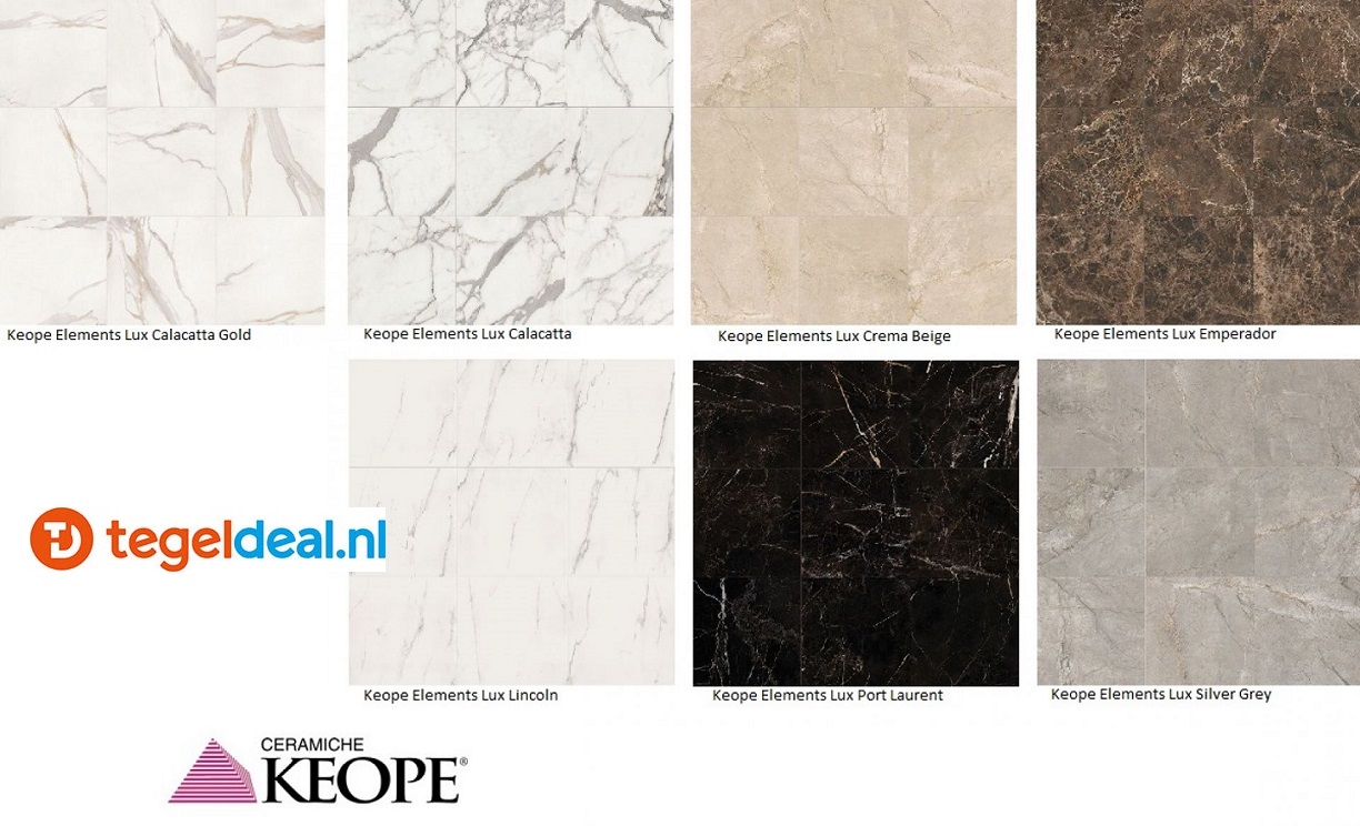 VLT KEOPE Elements Lux, CALACATTA GOLD Lappato, 120x120 cm