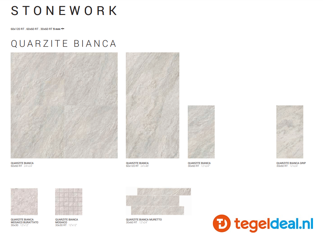 Supergres Stonework Quarzite Bianca, 30x60 cm, natuursteenlook tegels