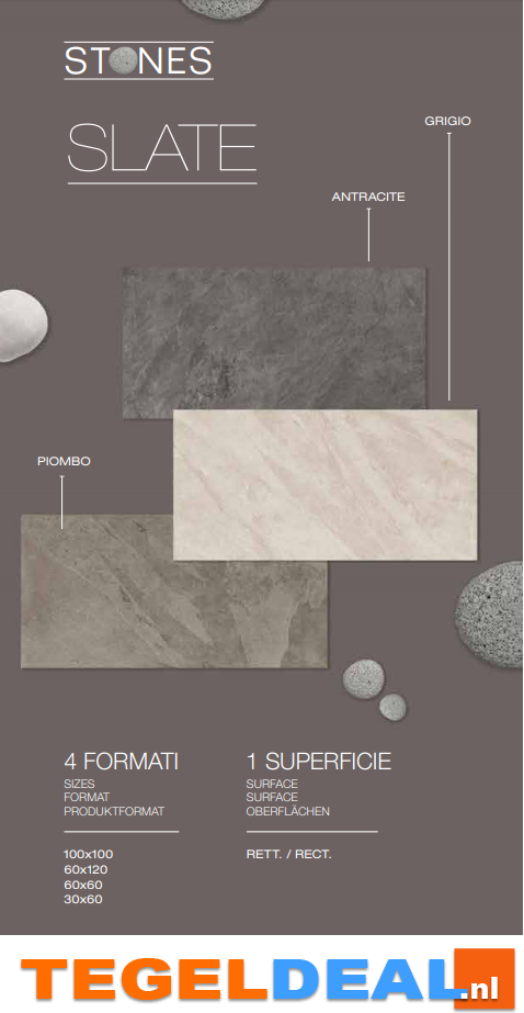 VLT Castelvetro, Slate Stones, leisteen-look tegels in 3 kleuren