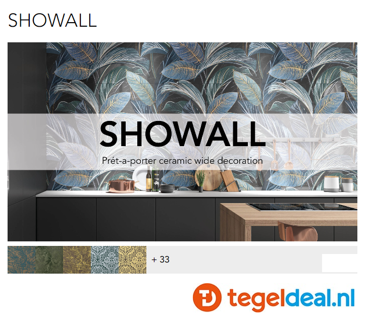 WDT Serenissima Showall, wandtegels in 38 designs, 60x120 cm