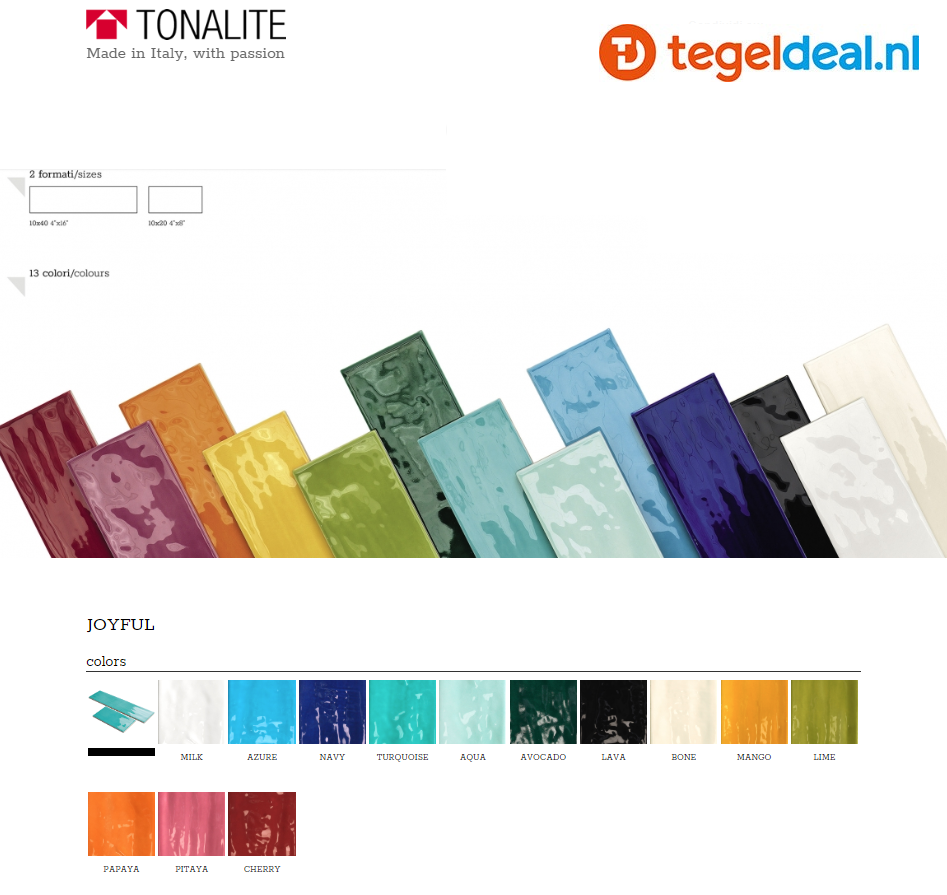 Tonalite, Joyful, 10x20 en 10x40 cm, wandtegels Tonalite, Joyful, 10x20 en 10x40 cm, wandtegels