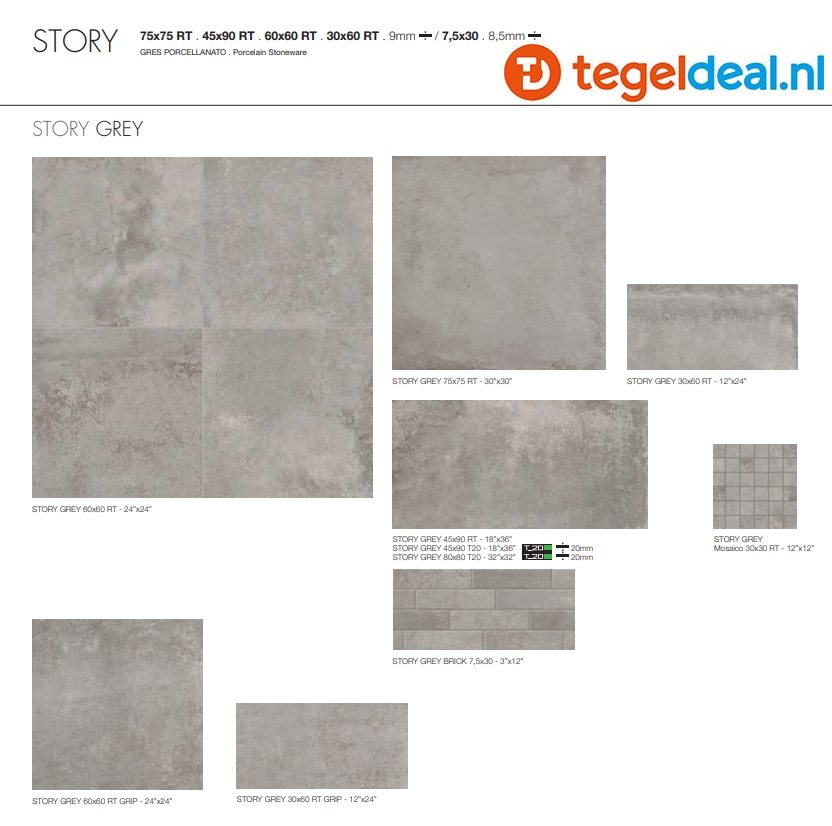 VLT Supergres Story Grey, 30 x 60 cm