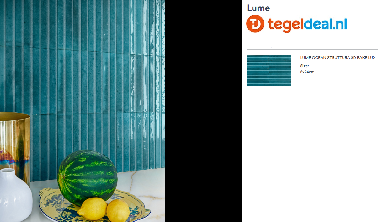 Marazzi Lume OCEAN, 6x24 cm Rake 3D MP9F, wandtegels met reliëf