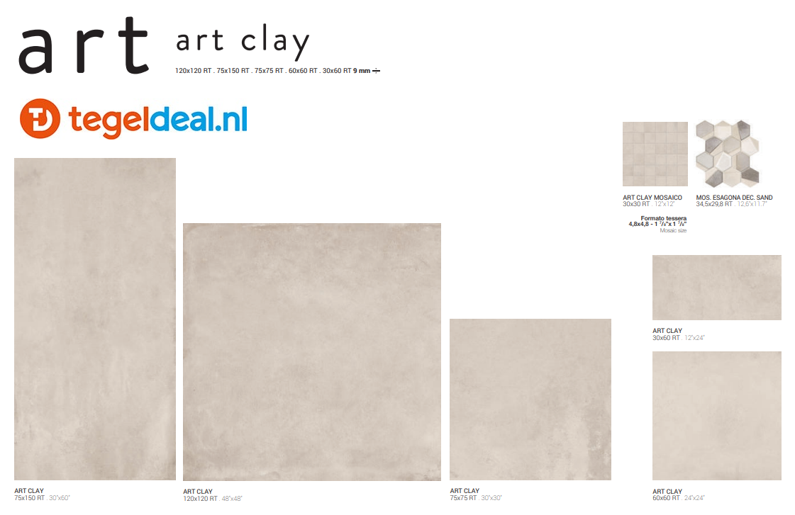 Supergres Art Clay, 30x60 cm, CL3A, betonlook tegels