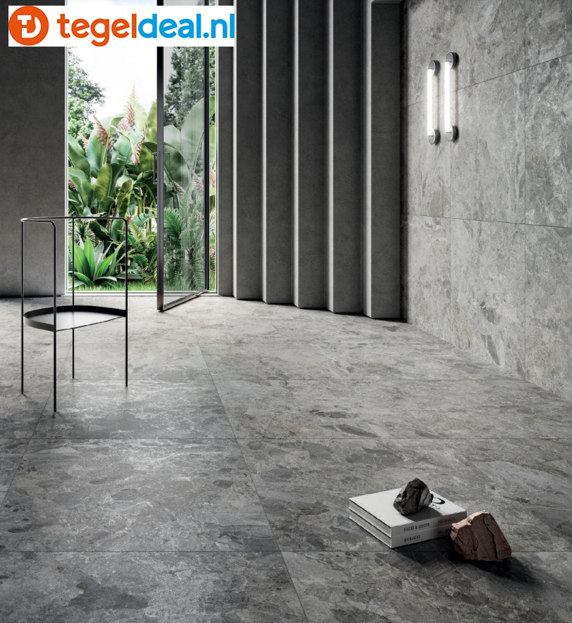 DOM Mun GREY Rett 90x90x2 cm, marmerlook terrastegels