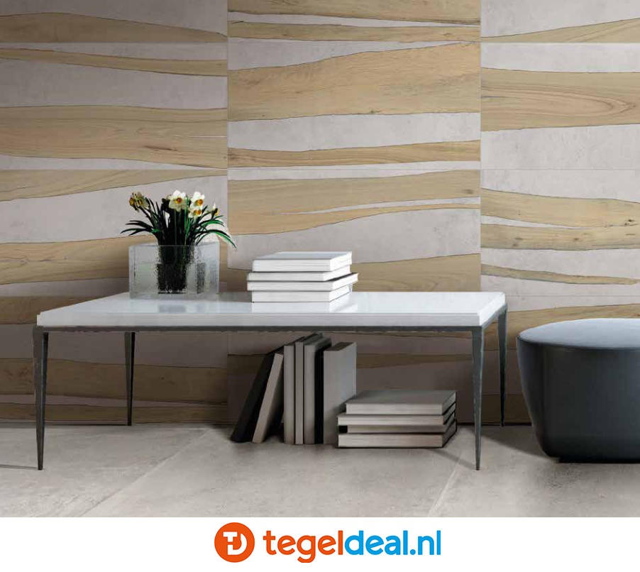SIL Ceramiche, Industrial FUSION ICE, 60x120 cm, beton- houtlook tegels