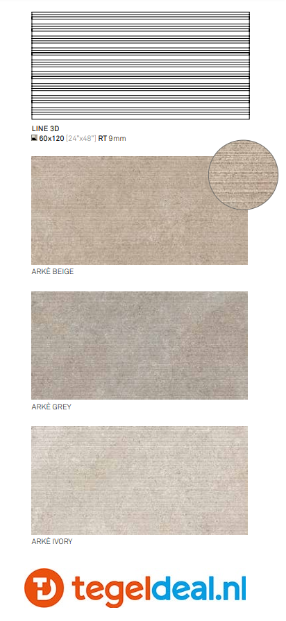 KEOPE Arkè BEIGE Line 3D, 60x120 cm, reliëf wandtegels 