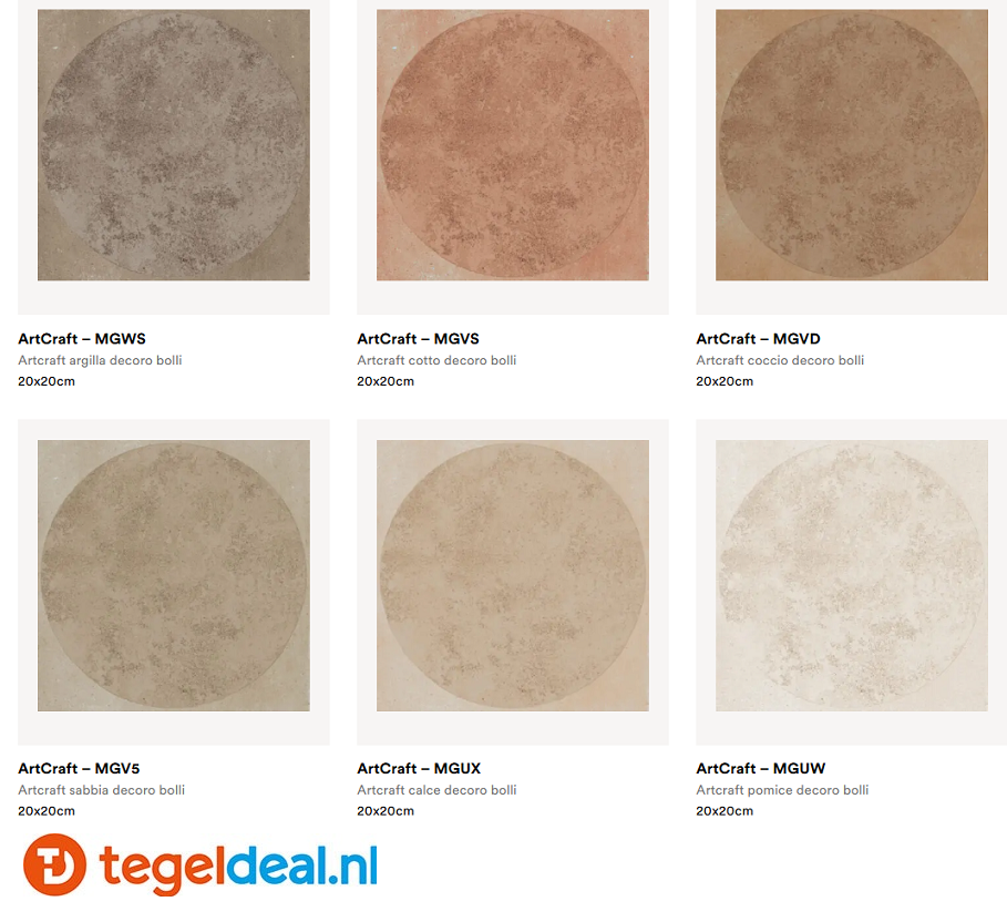 Marazzi ArtCraft ARGILLA Bolli, 20x20 cm MGWS,  terracottalook decortegels 