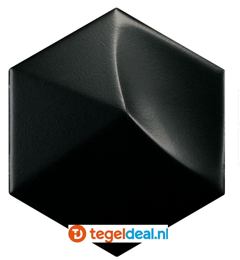 OPRUIMING :  2,16 m2 Equipe, Magical 3D, Oberland, BLACK MATT, Hexagon 3D wandtegels - 2,16 m2 voor 100,00 euro 