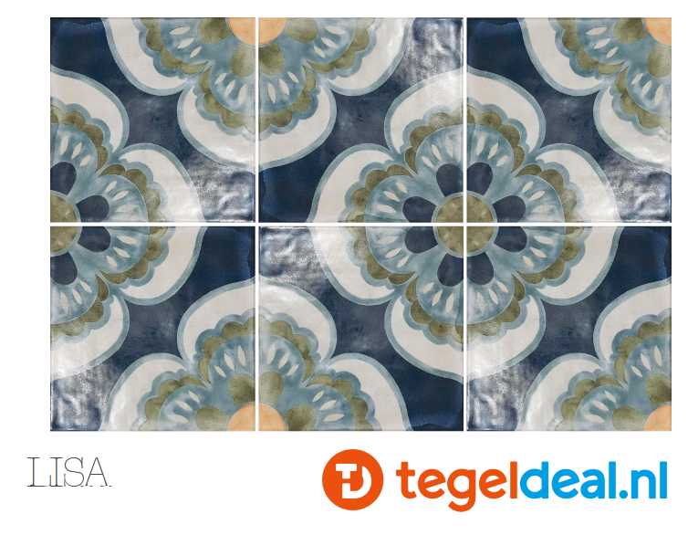 Nanda Tiles, Veranda, 15x15 cm, vintage patroontegels voor vloer en wand 