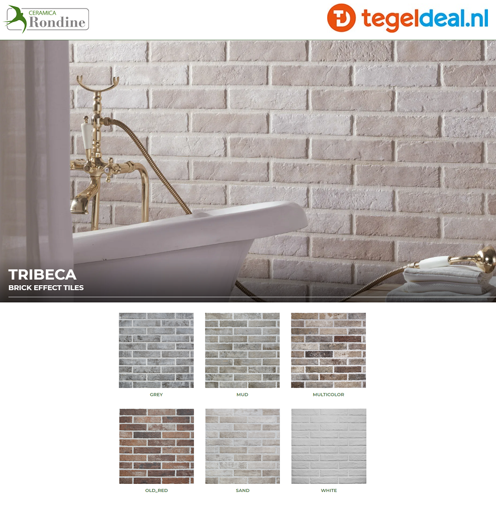Rondine, Tribeca, 6x25 cm, baksteen effect tegels