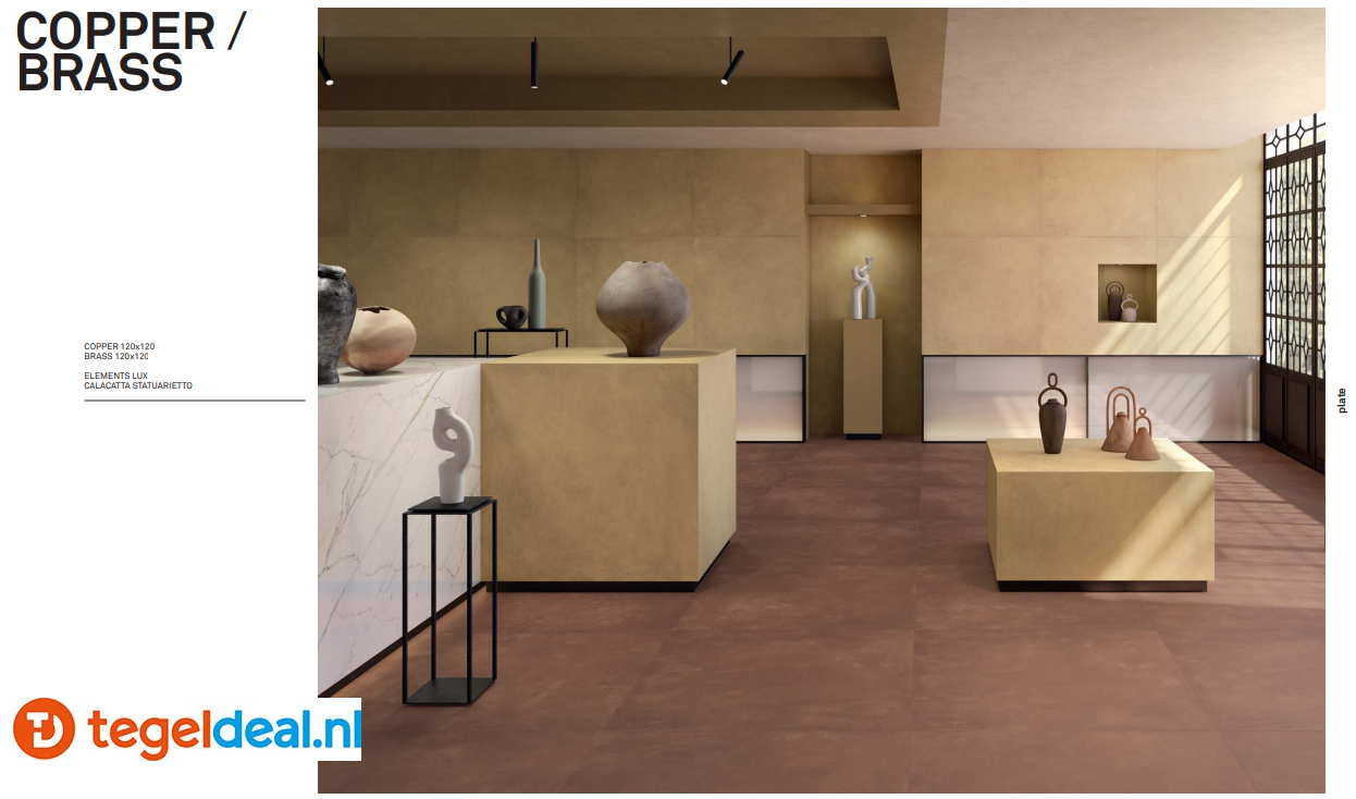 KEOPE Plate BRASS, 60x120 cm, metaallook tegels