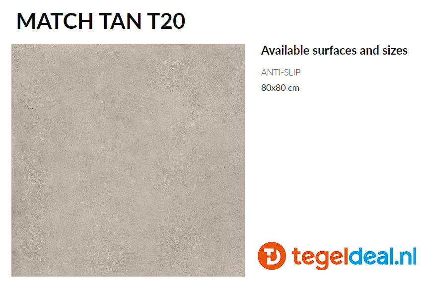 TRT Supergres Your Match TAN, 80x80x2 cm, MTNT cementlook terrastegels