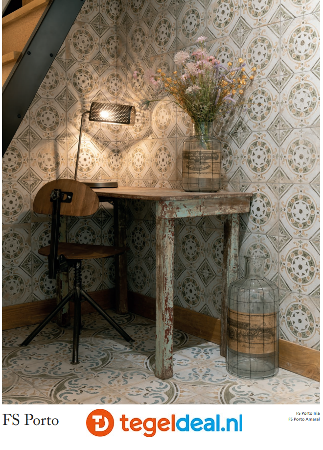 Peronda, Fs Porto, 45x45 cm, 4 kleuren, vintage patroontegels 