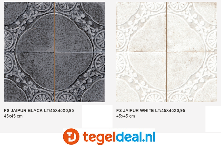 Peronda, Fs Jaipur, 45x45 cm, 2 kleuren, vintage patroontegels 