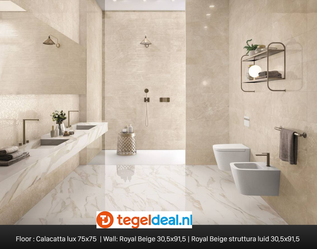 Supergres Purity of Marble, Royal Beige Lux, 60x120 cm, marmerlook tegels Supergres Purity of Marble, Royal Beige Lux, 60x120 cm, marmerlook tegels