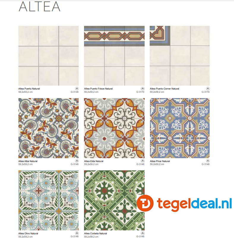 Aparici Altea, 60x60 cm, patroontegels voor binnen - € 55,00 per m2