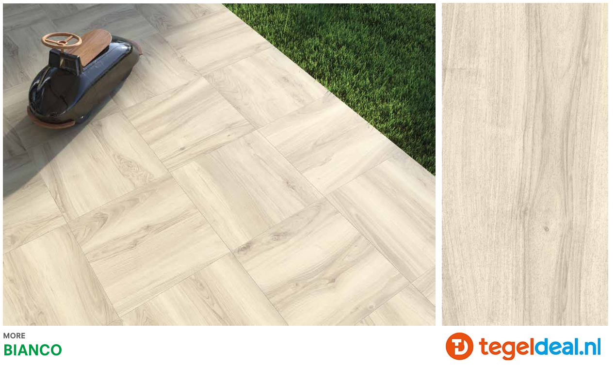 Castelvetro More Bianco, 60x60x2 cm, XMR60R1, houtlook terrastegels