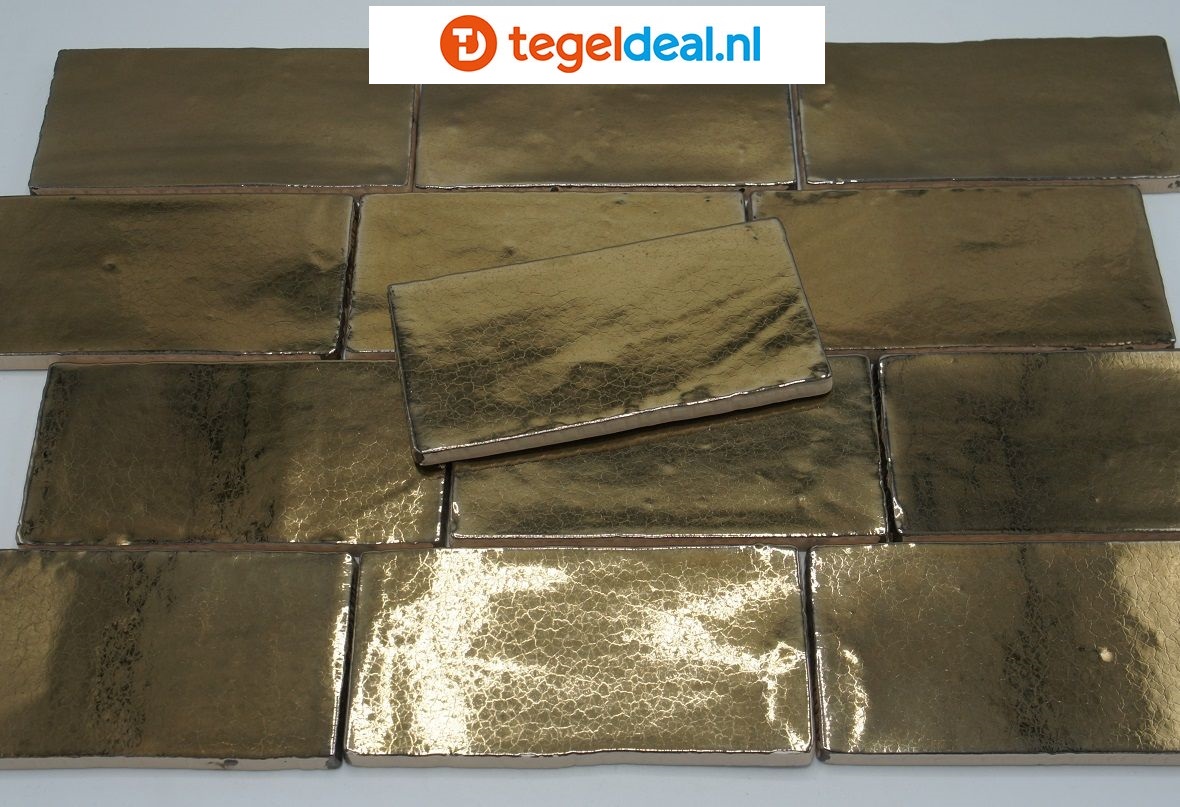 Handvorm wandtegels DARK GOLD, 7,5x15 cm - OP VOORRAAD