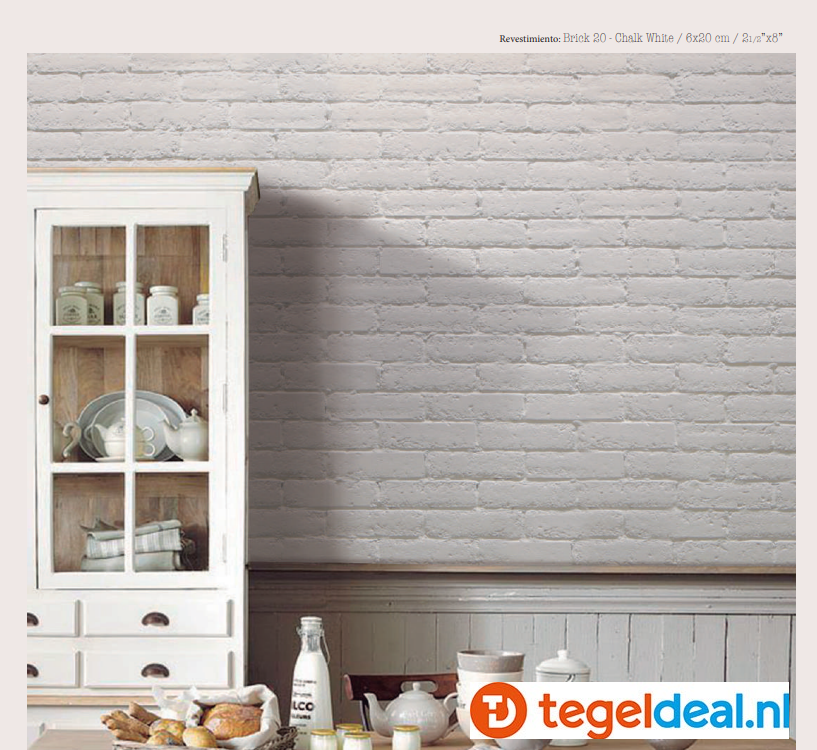 Nanda Tiles, Brick20, Chalk White, mat, 6x20 cm wandtegels
