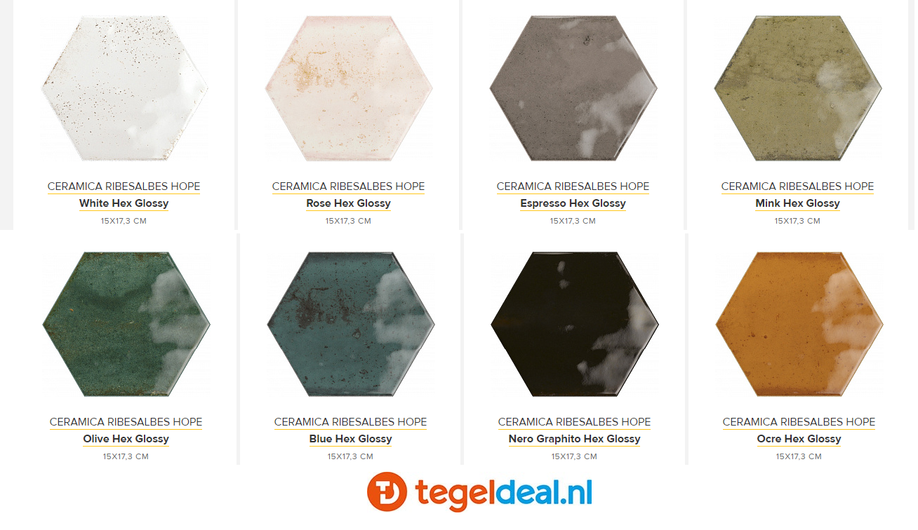 WDT Ribesalbes Hope BLUE glans, 15x17,3 cm hexagon OP VOORRAAD