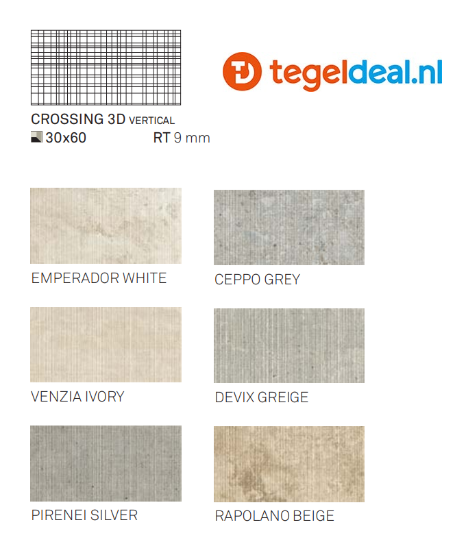 WDT Keope Omnia Rapolano Beige, 30 x 60 cm Crossing 3D