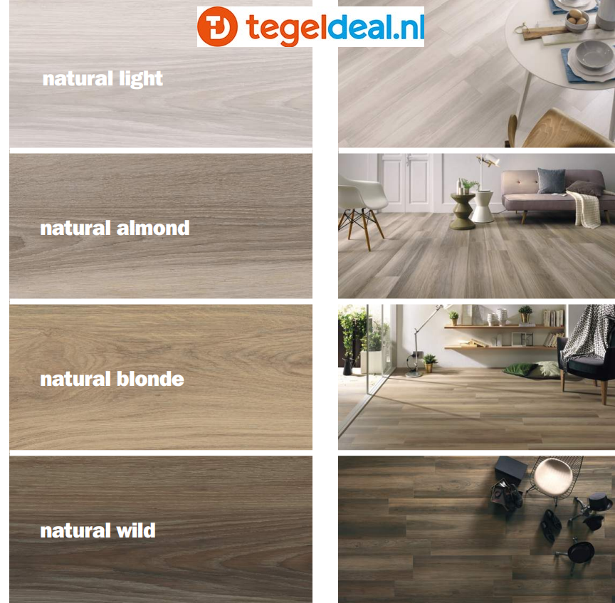 Supergres Natural Appeal Almond, 7,5x60 cm, NA6Ø, houtlook tegels