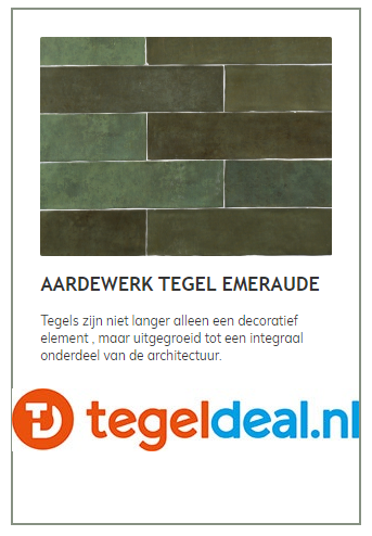 ACTIE - Revoir Paris, Atelier Vert Emeraude, 6,2x25 cm glans, handvorm wandtegels OP VOORRAAD ACTIE - Revoir Paris, Atelier Vert Emeraude, 6,2x25 cm glans, handvorm wandtegels OP VOORRAAD