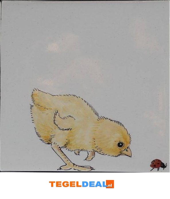 TH1-13k Kuikens, handbeschilderde tegel, 13x13 cm TH1-13k Kuikens, handbeschilderde tegel, 13x13 cm
