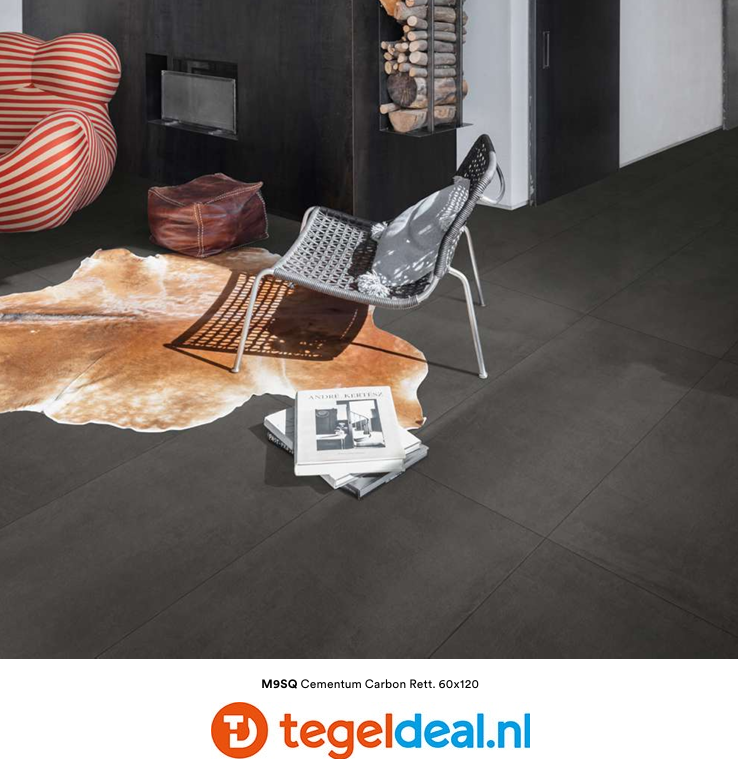 Marazzi Cementum CARBON, 60x120 cm Nat., M9SQ, cementlook tegels