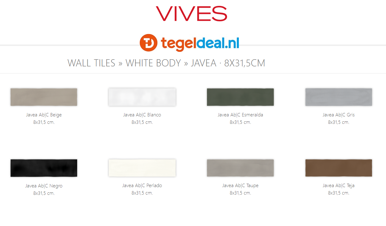 WDT Vives Javea en Salou, 8x31,5 cm in mat en glans WDT Vives Javea en Salou, 8x31,5 cm in mat en glans