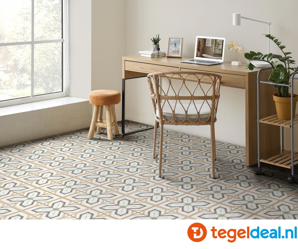 Nanda Tiles, Villa Remi, 15x15 cm, vintage patroontegels voor vloer en wand 