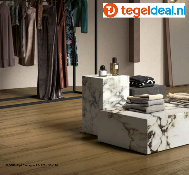 Castelvetro Alpi, houtlook tegels in 3 kleuren en div. afm. 