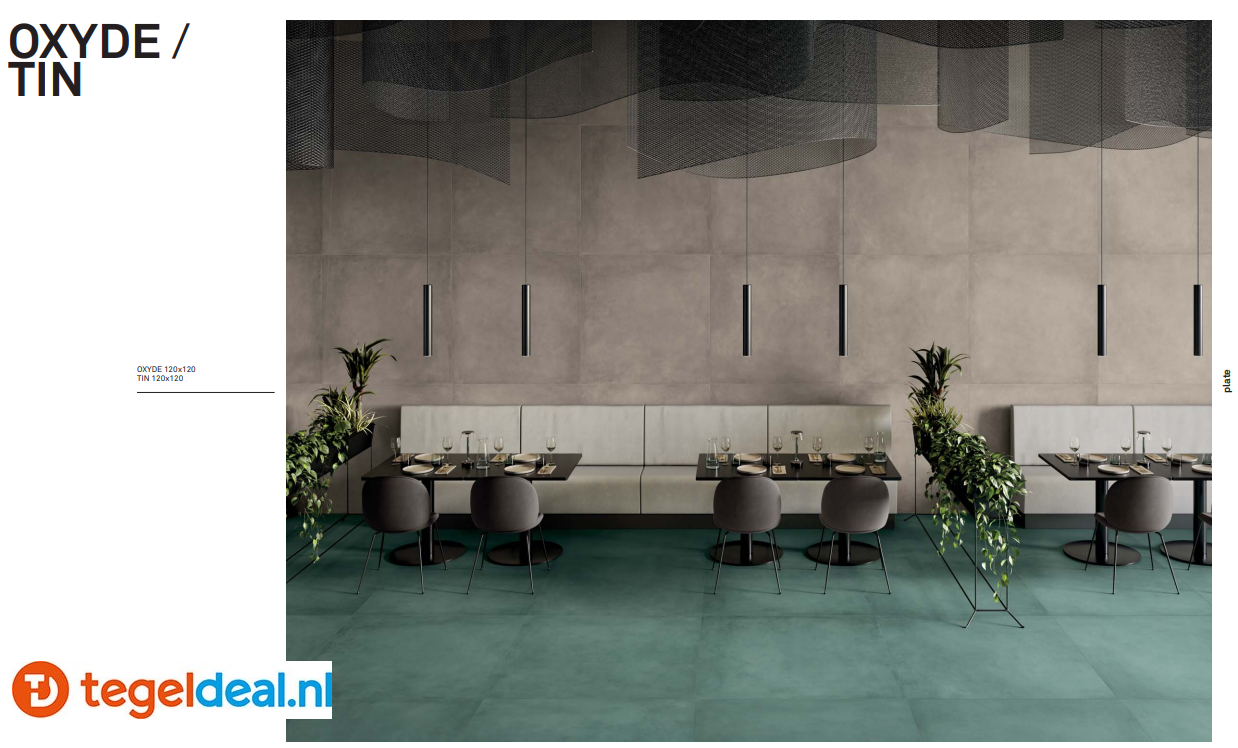 KEOPE Plate TIN, 80x80 cm, metaallook tegels