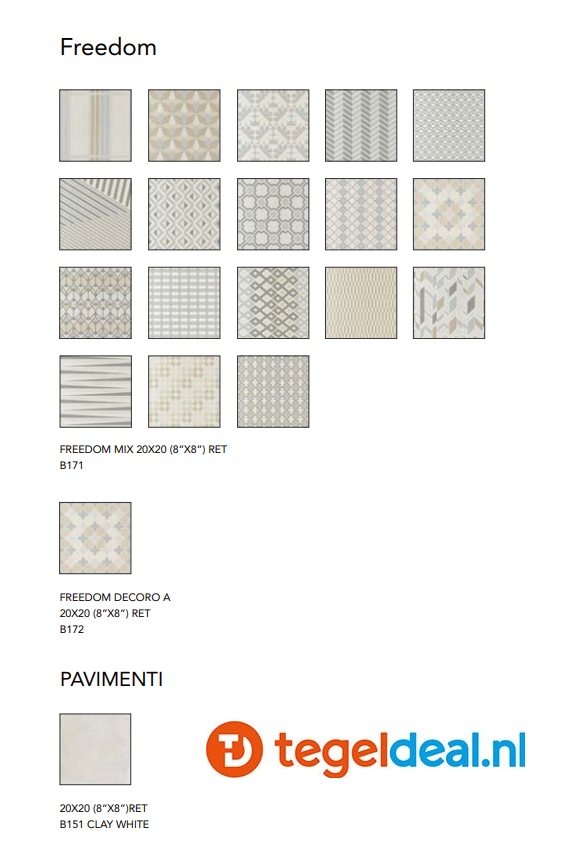 Edimax Astor, Twenty, patroontegels Edimax Astor, Twenty, patroontegels