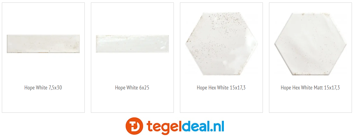 WDT Ribesalbes Hope WHITE glans, 15x17,3 cm hexagon  OP VOORRAAD