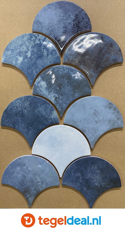 Ribesalbes, Calm Drop, Lapis, 15,2x17,2 cm, waaiervormige wandtegels