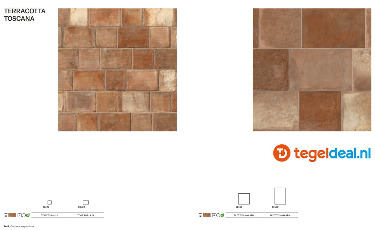 ACTIE - Imola Trail TERRACOTTA TOSCANE, 60x90x2 cm, art. TCOT TOS 69ASRM, terrastegels 