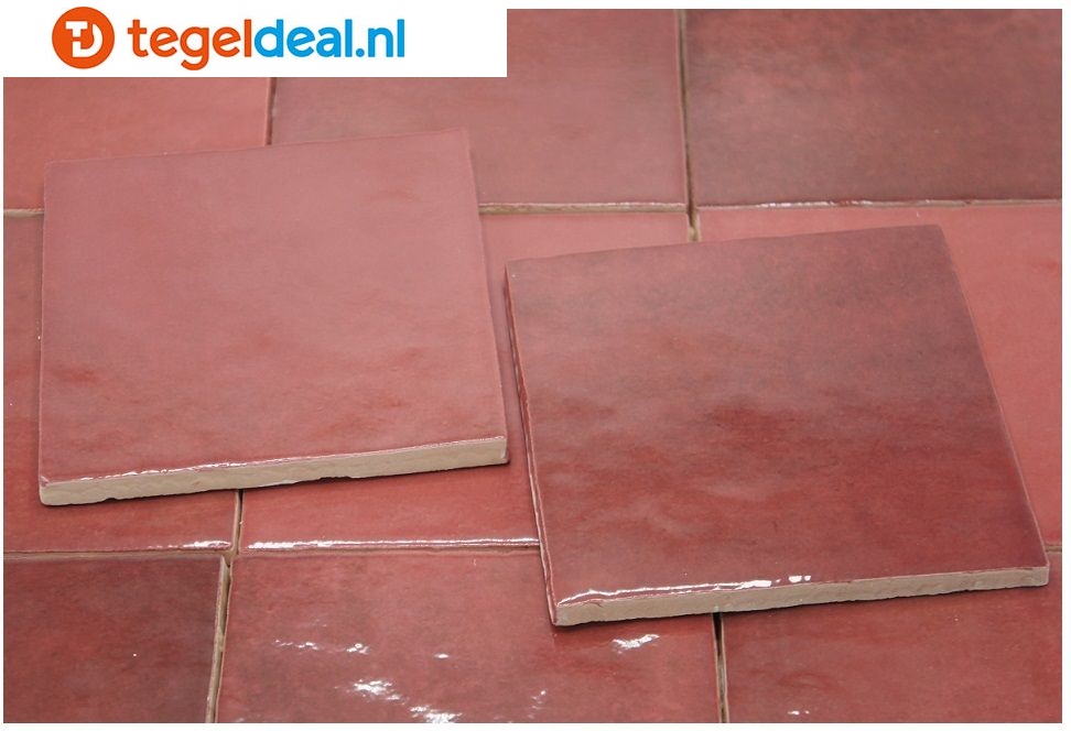 Equipe, Artisan Burgundy, 13x13 cm, art 24457, handvorm wandtegels